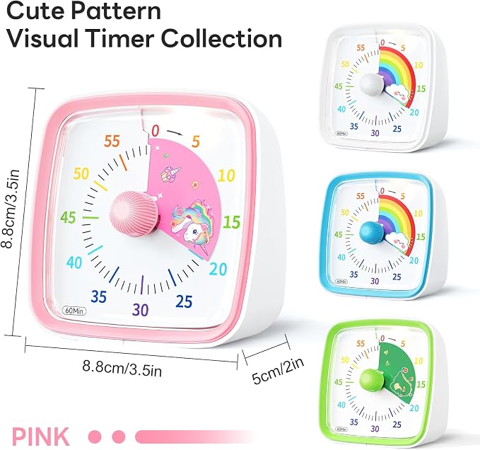 Yunbaoit Visual Timer with Night Light, 60-Minute Unicorn Countdown Timer - Image 6