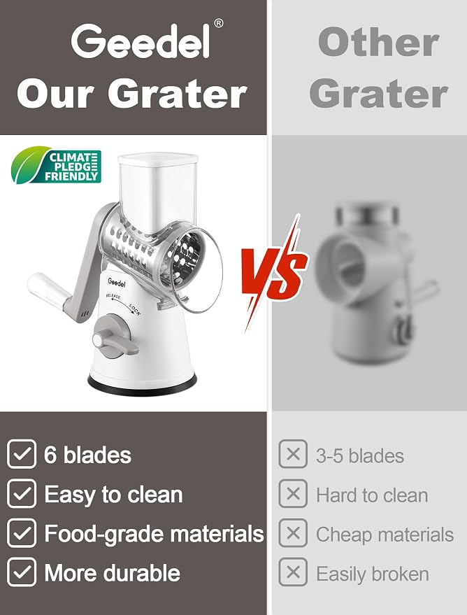 Geedel Rotary Cheese Grater Vegetable Shredder - Image 2