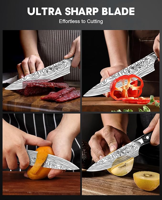 MOSFiATA 2Pcs Chef Knife Set, Sharp Kitchen Knife High Carbon German EN1.4116 - Image 6