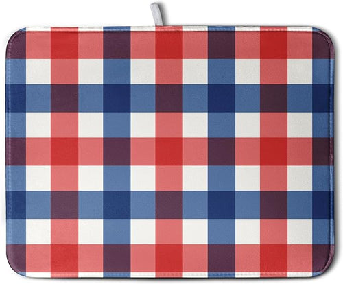 4th of July Dish Drying Mat Patriotic Buffalo Plaid Drying Mats by Kwlegh