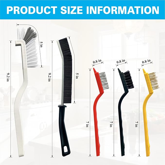 Crevice Cleaning Brush Set, Hard Bristle Small Scrub Brushes, Deep Cleaning - Image 2