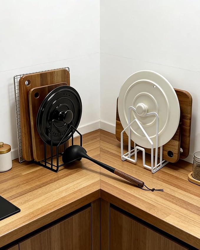 SUNFICON 2 Pack Cutting Board Racks Holders Pot Pan Lids Holders Chopping Board - Image 7