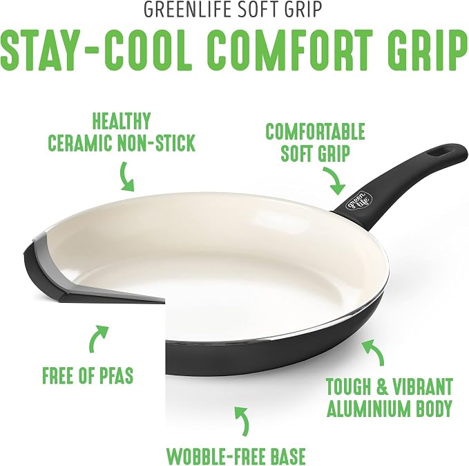 GreenLife Non Stick Fry Pan Set, Non-Toxic PFAS-Free Ceramic Skillets, - Image 4