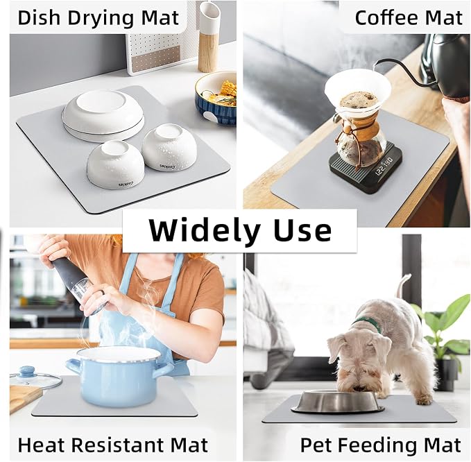 LOPNUR Kitchen Dish Drying Mat, Diatomite Coffee Mat, Super Absorbent Dish - Image 7