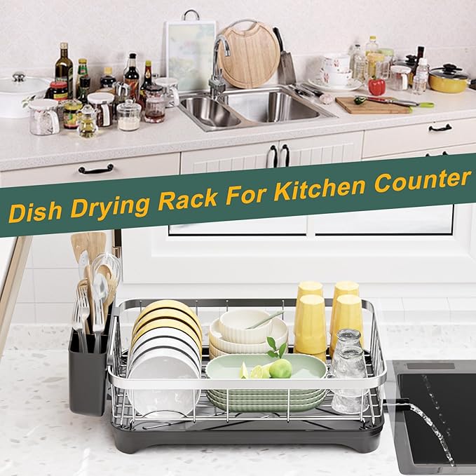 LIYI Dish Rack for Kitchen Counter, Stainless Steel Drying Rack, 304 Stainless - Image 6