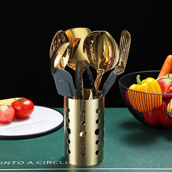 Gold Cooking Utensils Set, Berglander Stainless Steel 13 Pieces Kitchen - Image 6