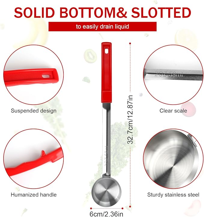 2 Ounce Solid Stainless Steel Portion Control Ladle Spoon -Pizza Sauce Serving - Image 2