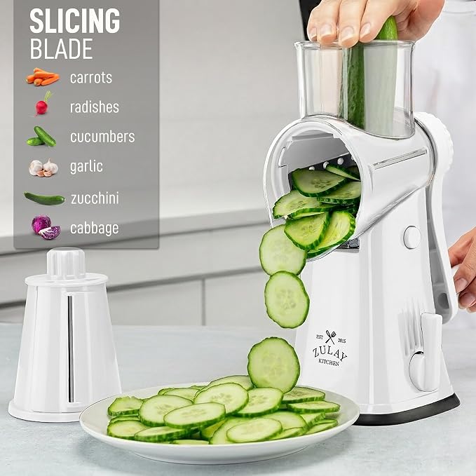 Zulay Kitchen Rotary Cheese Grater 5 Blade Cheese Shredder - Image 5