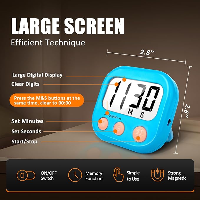 6 Pack Kitchen Timers Loud Ring Digital Timers - Image 4