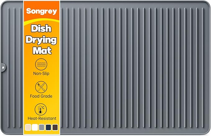 Songrey 28" x 18" Silicone Dish Drying Mat, Kitchen Counter Drying Pad by Unknown