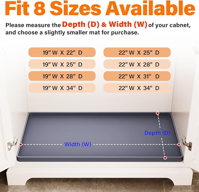 FLATO Waterproof Under Sink Mat 31" x 22" Shelf Liner - Image 5