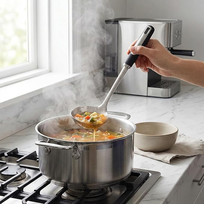 Stainless Steel Ladle and Pasta Server Set, Food-Grade Thickened Metal Soup - Image 5