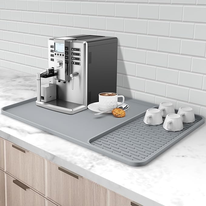 Silicone Coffee Mat, Fits Under Coffee Maker, Espresso Machine, Dish Rack by Garolue