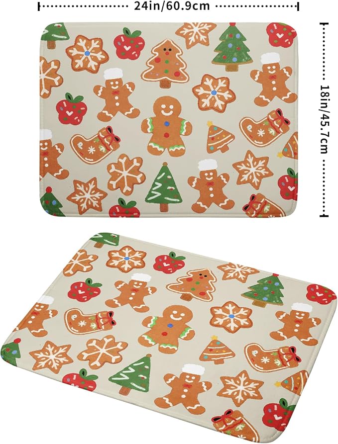 Christmas Dish Drying Mat for Kitchen Counter 18x24 Cute Gingerbread Themed - Image 2