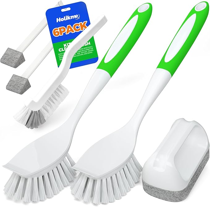 Holikme 6 Pack Dish Brush with Handle Kitchen Cleaning Brush Set by Holikme