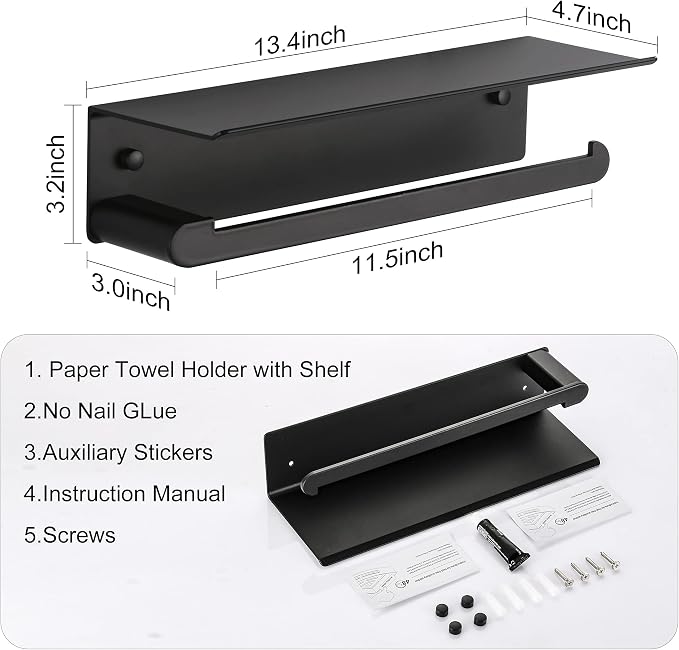 Paper Towel Holder Wall Mount for Kitchen, Self-Adhesive Paper Towel Holder - Image 5