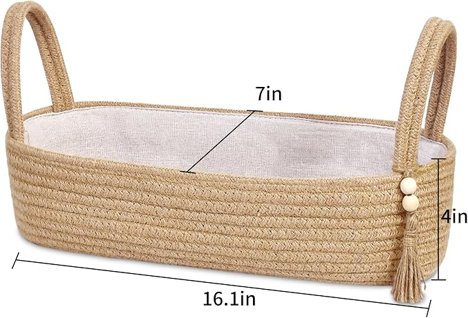ABenkle XL Small Storage Basket, Jute Rope Woven Toilet Paper Tray Organizer - Image 2