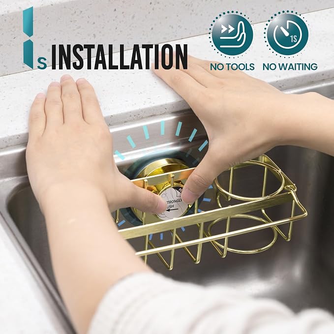 TAILI Sponge Holder with Strong Suction Cup, 4-in-1 Rustproof Sink Organizer - Image 3