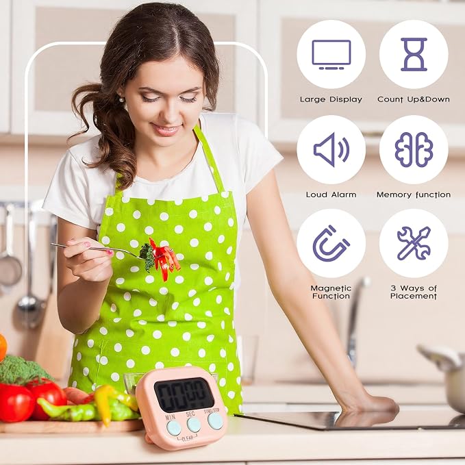 Weewooday 24 Pcs Digital Kitchen Timer Magnetic Timer Bulk On/Off Switch Minute - Image 3