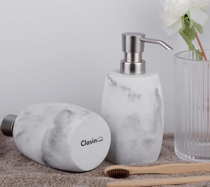 Clasin Home Resin Soap Dispenser Set 2, Refillable Hand Soap Dispenser - Image 6