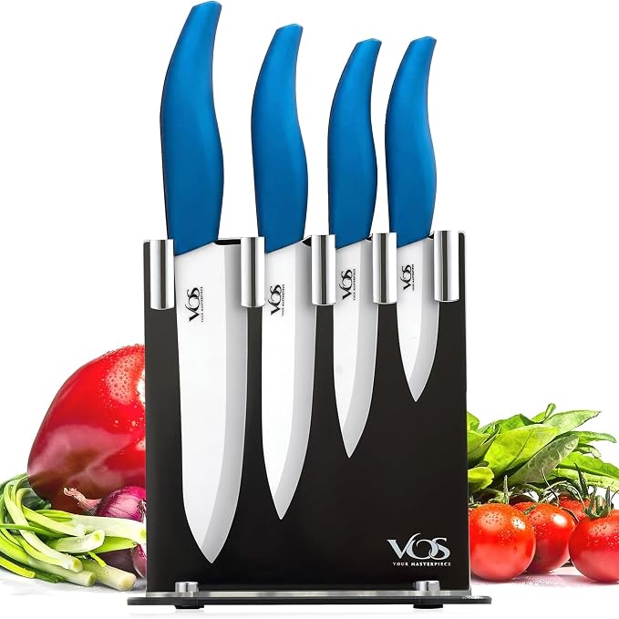 Vos Ceramic Knife Set with Block, Ceramic Knives Set by Vos