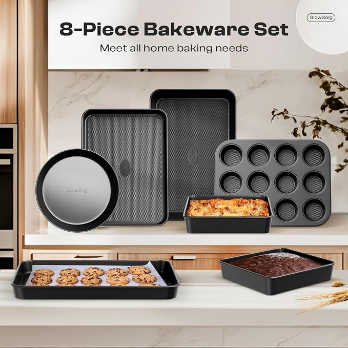 12-Piece Nonstick Bakeware Set, Stackable Non Toxic Baking Pans Set - Image 4
