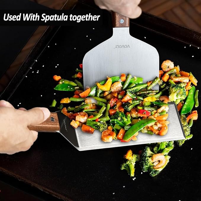 Vovoly Extra Wide Griddle Scraper, 5.5''x5.5'' Smashed Burger Scraper Grill - Image 8