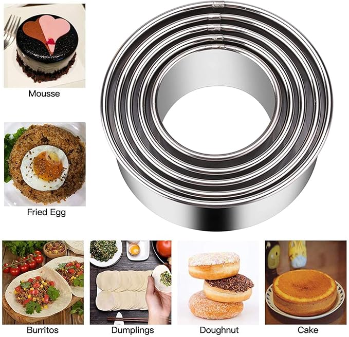 5 Pieces Biscuit Cookie Cutters Set, Stainless Steel Circle Round Cookie - Image 3