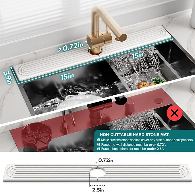 eormoe 30 Inch Faucet Mat for Kitchen Sink - Image 4