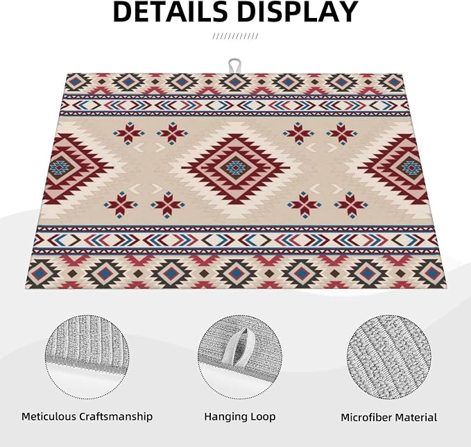 Rustic Ethnic African Dish Drying Mat Vintage Tribal Aztec Southwestern Drying - Image 2