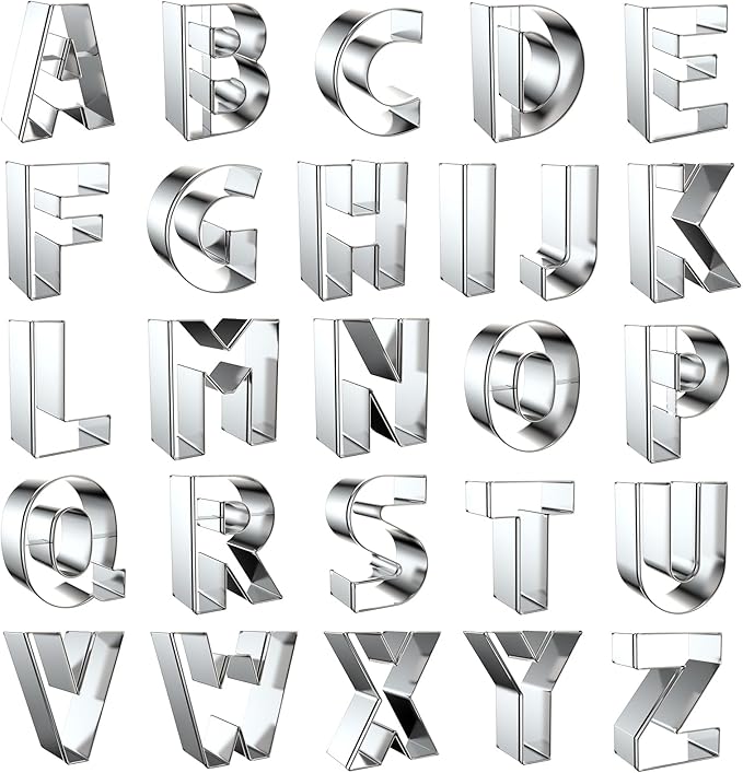 2 Inch Alphabet Cookie Cutter Set by Xzhloym