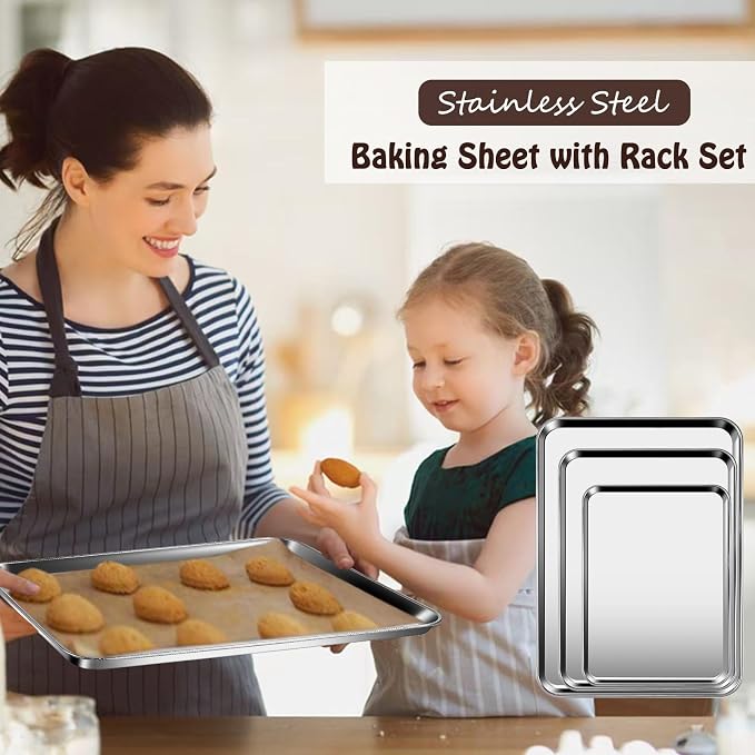 Baking Sheet with Racks Set, Stainless Steel Baking Sheets with Cooling Racks - Image 2