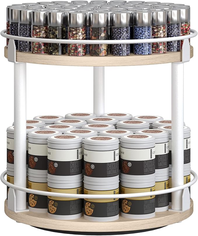 YATINEY Lazy Susan Organizer, Rotating Spice Rack, 2 Tier Spice Turntable - Image 9