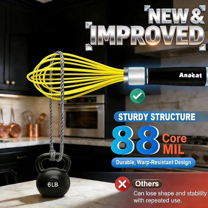 Anaeat Silicone Whisk, Thick Stainless Steel Wire Inner Heat Resistant - Image 6
