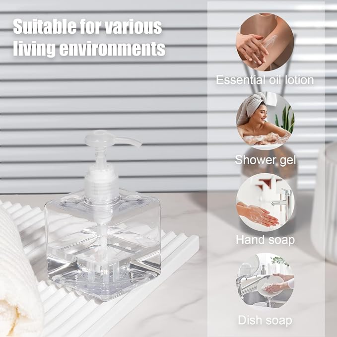 Pump Bottle, Refillable Plastic Empty Lotion Soap Dispenser Liquid Container - Image 2