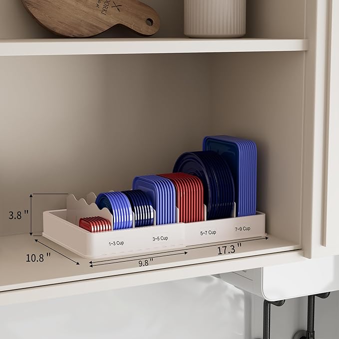 SWOMMOLY Expandable Food Storage Container Lid Organizer, Includes 6 Adjustable - Image 3