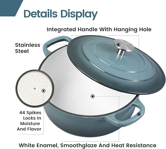EDGING CASTING Enameled Cast Iron Covered 5.5 Quart Dutch Oven - Image 4