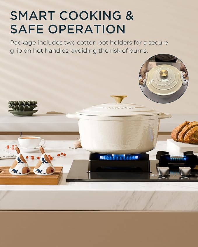 Enameled Cast Iron Dutch Oven - 6QT Pot - Heavy-Duty Cookware - Image 7