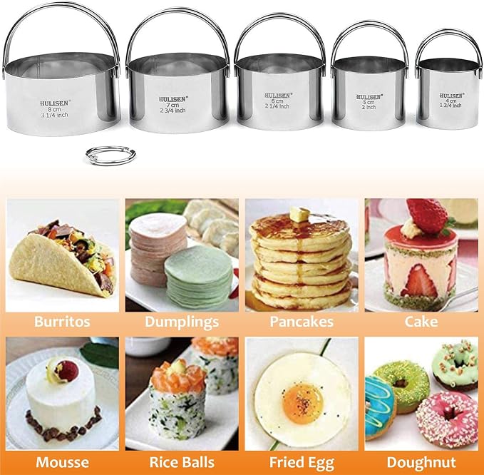 HULISEN Stainless Steel Biscuit Cutter Set, Silicone Mat, Pastry Scraper and - Image 3