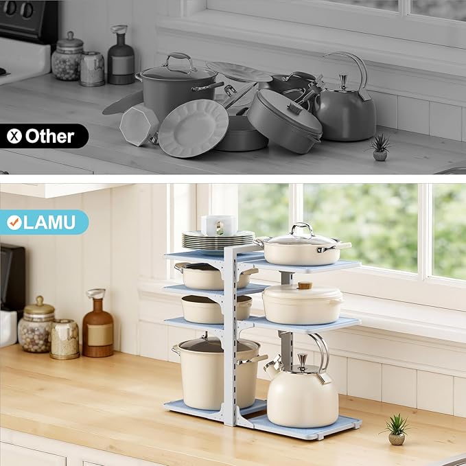 LAMU Pots and Pans Organizer under Cabinet, 8 Tier Heavy Duty Pan Organizers - Image 7