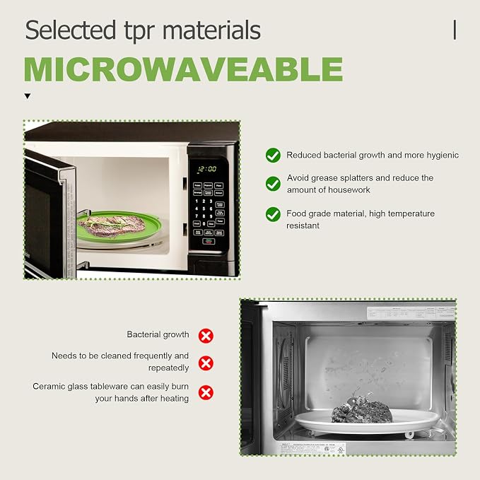 Microwave Splatter Cover 10.2 Inch, Collapsible Silicone Lid & Tray - Image 2