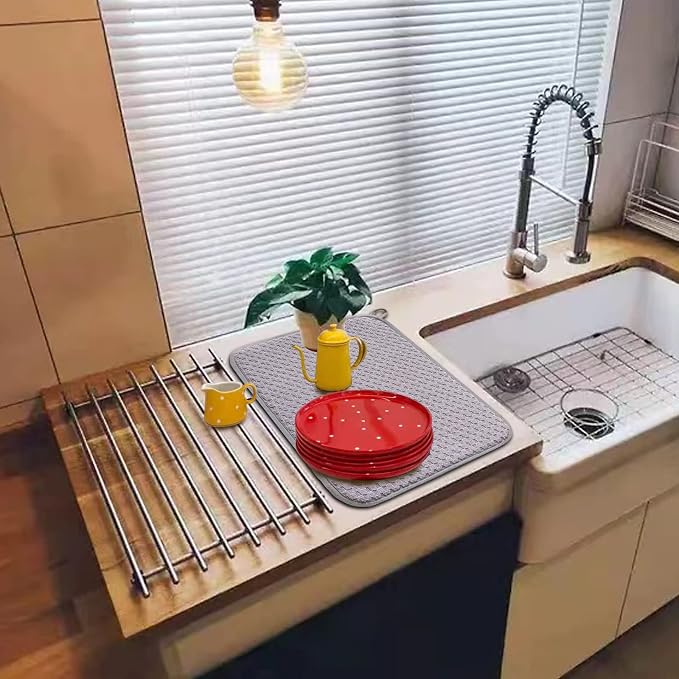 Dish Drying Mats for Kitchen Counter 2 Pack, Dish Drying Pads Absorbent - Image 5