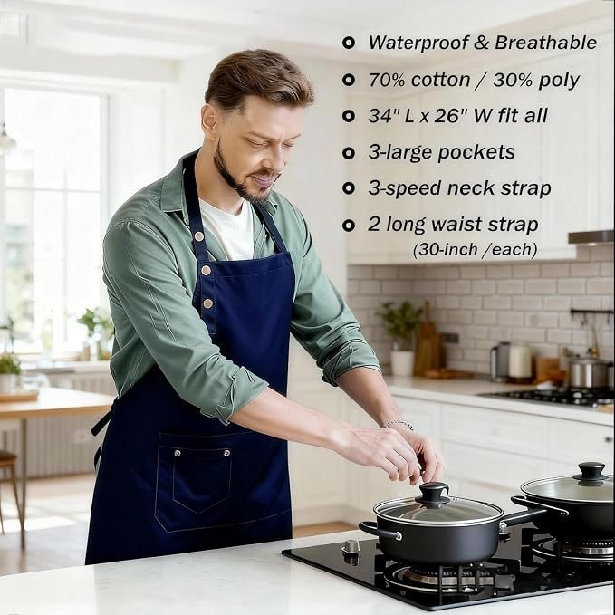 Art Aprons for Painting Pottery Ceramics, Mens Women Kitchen Cooking Aprons - Image 2