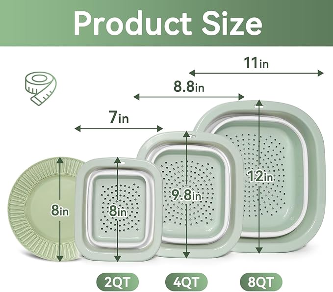 Collapsible Colander and Sink Basin Set - 2 in 1 Collapsible Colander Strainer - Image 3