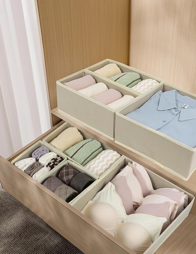 Fordonral 12 Pack Drawer Organizer Clothes, Foldable Fabric Dresser Organizer - Image 6