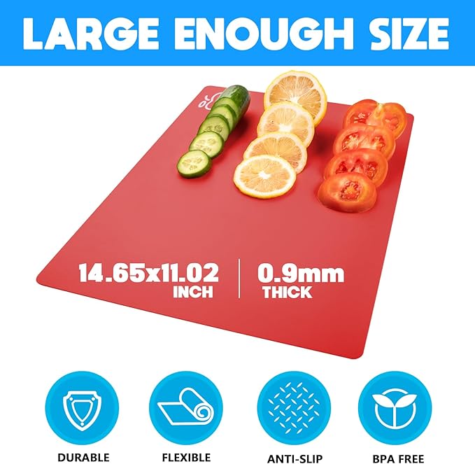 Goodluck 4 Pieces Flexible Cutting Boards, BPA Free Plastic Cutting Boards - Image 2