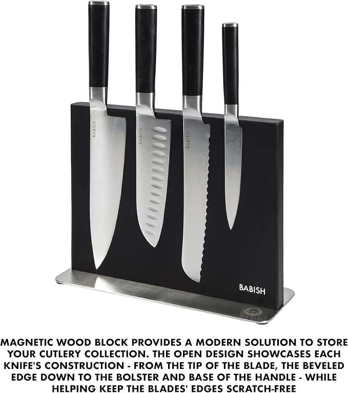 Babish 5-Piece Magnetic Forged Kitchen Knife Block Set – 1.4116 German Steel - Image 4