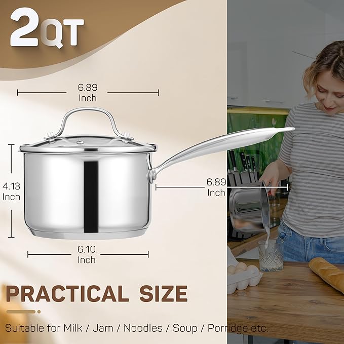 Ciwete 2 Qt Stainless Steel Saucepan - Image 4