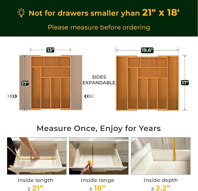 keechee 6-Piece Bamboo Drawer Organizer Set, 2.2" Deep Multi-Use Organizers - Image 2