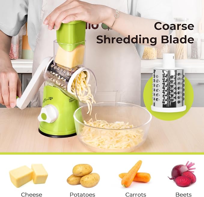 X Home Rotary Cheese Grater for Kitchen, Shredder - Image 2
